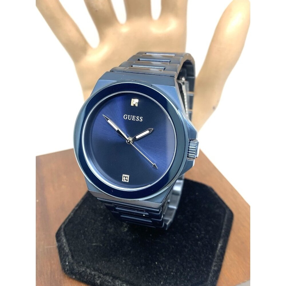 Guess Men's Watch GW0833G1 Quartz Blue Dial Diamond Accent Stainless Steel 44mm